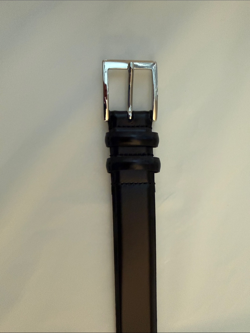 Theory Men's Black Leather Belt with Silver Buckle made in Italy